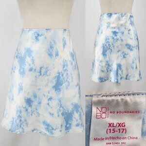 No Boundaries Juniors XL 15-17 Cloud Tie Dye Polyester Satin A Line Mini Skirt
